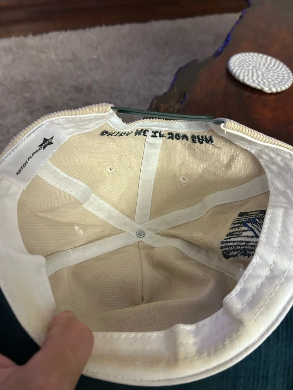 Breakfast Athletics Club Corduroy Hat in Cream & Dark Green